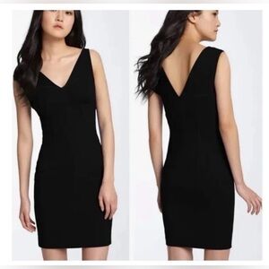 Diane Von Furstenberg Twila Black Ponte Knit Stretch Fitted Dress Size 0